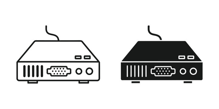 VGA splitter device with ports and cable on a clean background for technology concepts