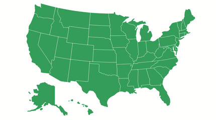 Fototapeta premium United States map outline displays the distinct state boundaries and territories of the nation in a clean and simplified graphical format.
