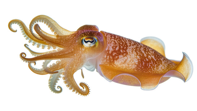 Orange cuttlefish with brown spots and tentacles