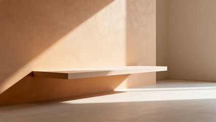 Fototapeta premium Minimal brand identity surface with stepped plaster plinths architectural b