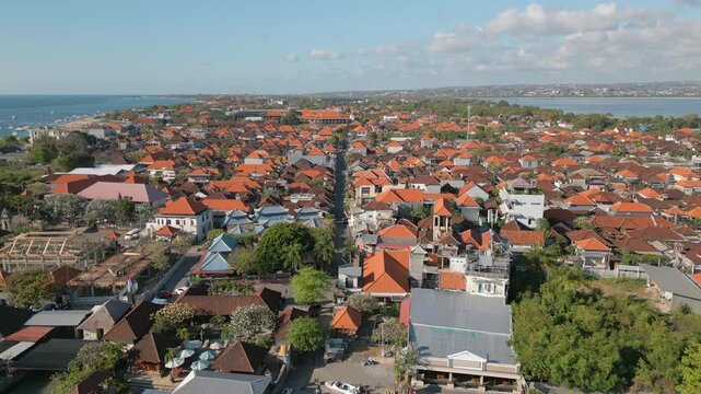 Benoa Peninsula Bali Indonesia Crystal Blue Water Boats Homes And Resorts Drone Pull Back 4K 30FPS