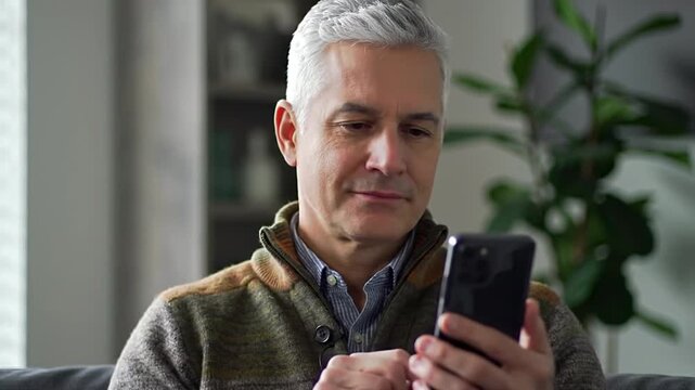 Professional man using a smartphone for various digital tasks. Emphasizing mobile connectivity, productivity, online services, and smart device use for managing information and communication.