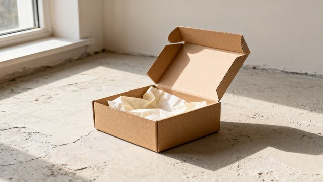 E-commerce product background with blank packaging set with twine advertisi