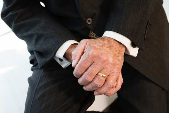 Close up of businessman sitting in an office
