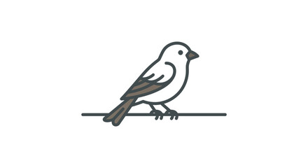 Obraz premium Simple Line Drawing of a Small Bird Perched on a Thin Horizontal Line.