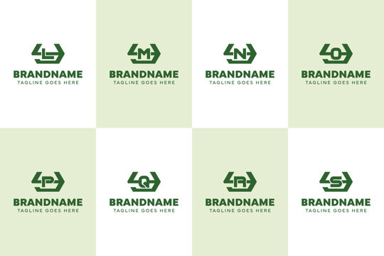 Letters YL YM YN YO YP YQ YR YS Hexagon Monogram Logo Set, for LY MY NY OY PY QY RY SY initials