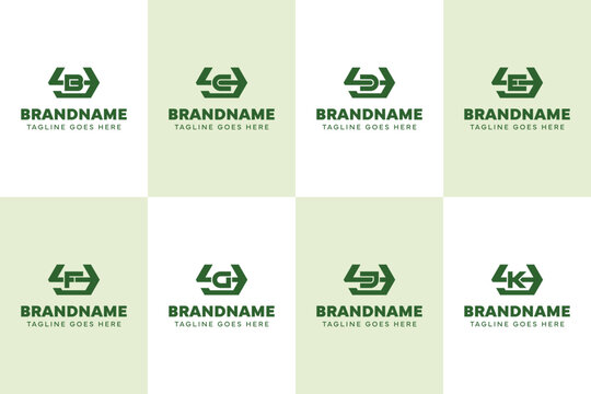 Letters YB YC YD YE YF YG YJ YK Hexagon Monogram Logo Set, for BY CY DY EY FY GY JY KY initials
