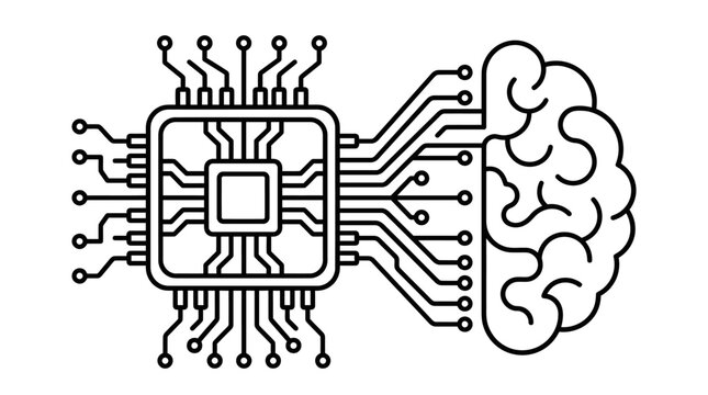 Microchip connected to brain via parallel circuits.