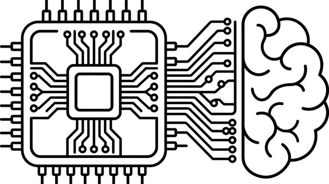 Large computer processor unit connected to brain side.