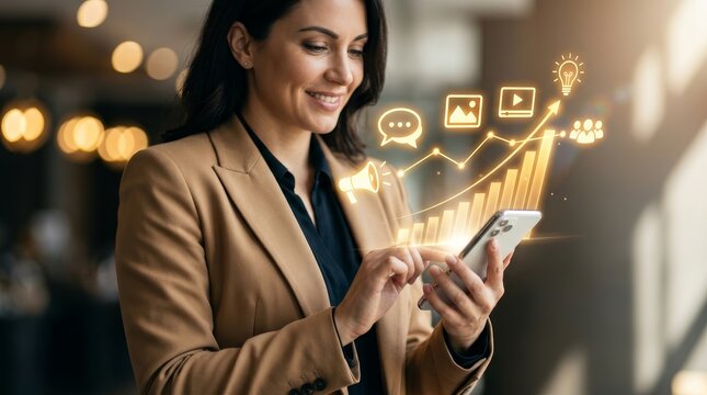 Digital marketing concept showing growth through website, email, and search engine optimization strategies.