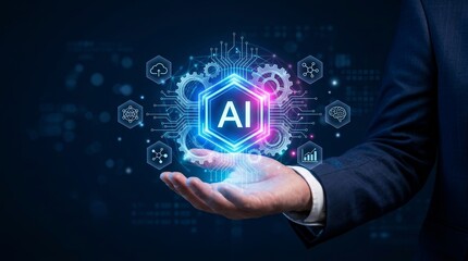 Fototapeta premium Automating business processes and data processing with future AI technology.