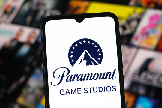 In this photo illustration, the Paramount Games Studio logo is seen displayed on a smartphone screen.