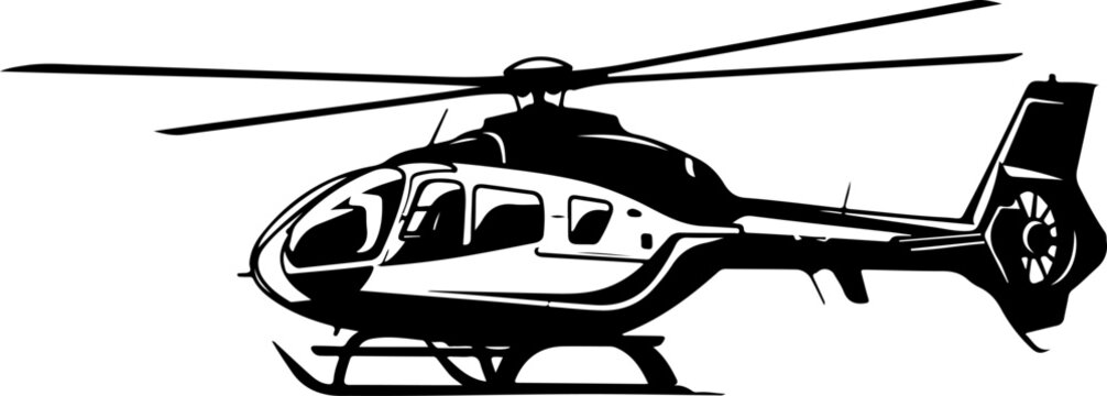 Black helicopter icon, helicopter silhouette, aircraft illustration, vector graphic