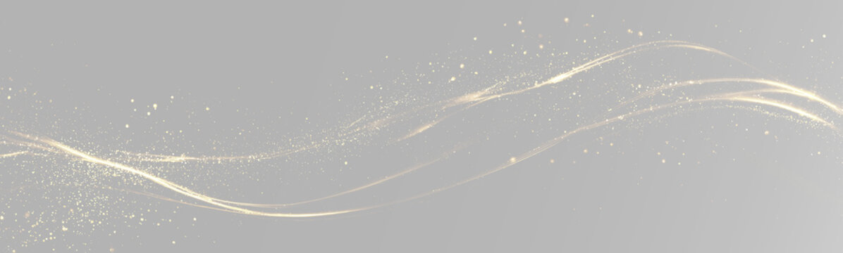 Bright abstract golden light path with shimmering glitter particles creating a sense of luxury and celebration