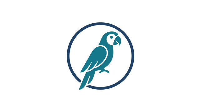 Blue parrot logo icon inside a circle.