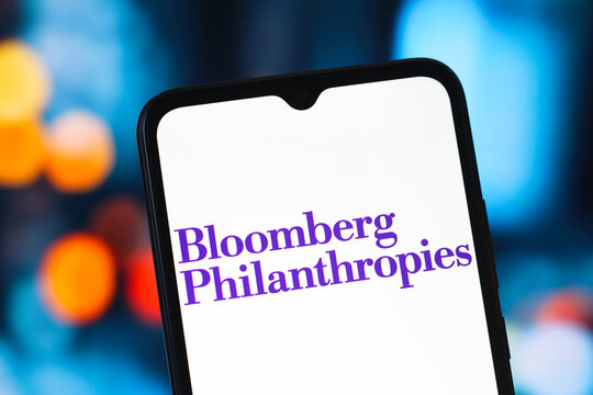 In this photo illustration, the Bloomberg Philanthropies logo is seen displayed on a smartphone screen.