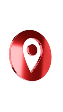 Location Pin Circle Icon 3D Rendering Coral Pink Marker
