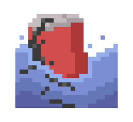 Fototapeta premium Can Sinking Into Water Pixel Art
