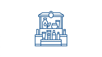 Obraz premium Beauty Products Display Stand with Various Containers.