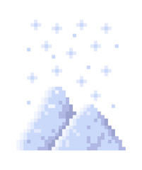 Fototapeta premium Snowfall Mountain Peaks Pixel Art