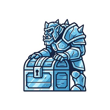 Ice Orc Guarding Treasure Chest