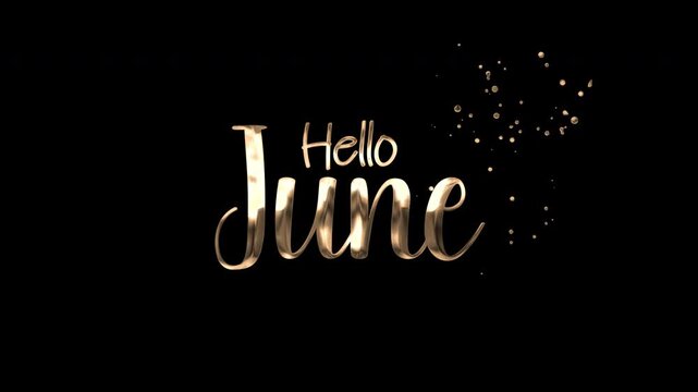 Ideal for june social media posts, greeting cards, banners, and posters, this glittery gold text on black background adds a festive touch.