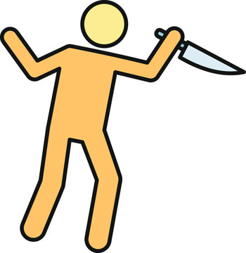 Stick figure representing an attacker holding a weapon, illustrating danger and threat