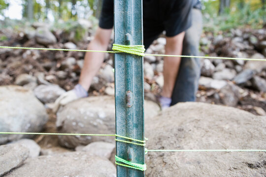 Rope tied up with pole