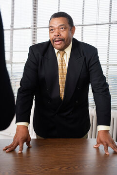View of a business man talking