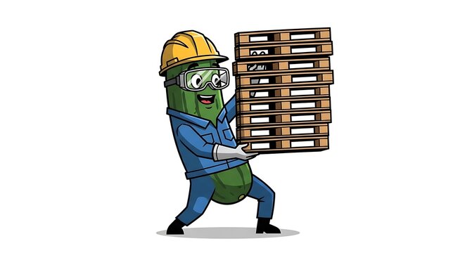 Construction worker carrying heavy lumber indoors.