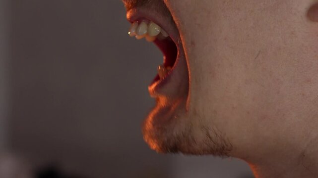 A man's jaw.
Dental problems.
Uneven bite, orthodontic services