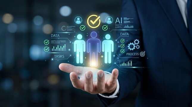 AI powered Human Resources Technology for data-driven workforce management, optimizing talent strategy and digital transformation solutions in corporate business.