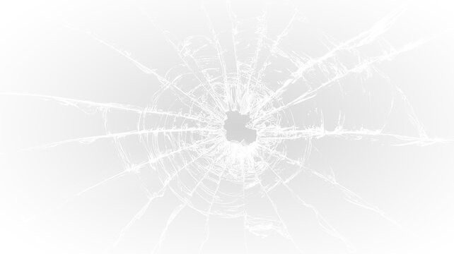 Cracked windscreen detail with dark accident damage effect showing shattered glass pattern and realistic destruction concept with sharp visual depth
