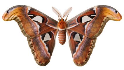 Atlas Moth Wings with Orange Brown and White Patterns © Eva
