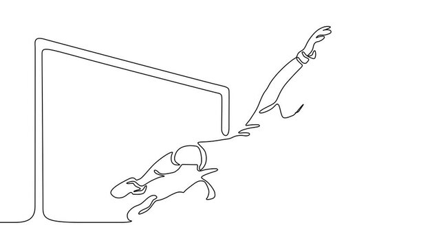 One Line Illustration of a Goalkeeper Catching the Ball