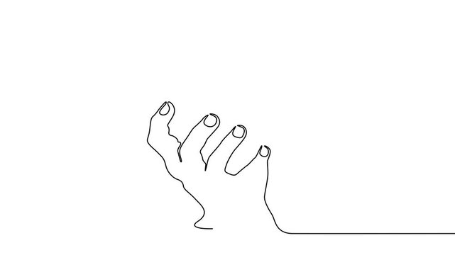 One Line Illustration of a Hand Holding a Heart