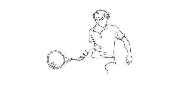 One Line Illustration of a Tennis Player in Action