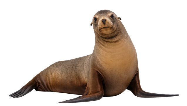 California sea lion resting on white