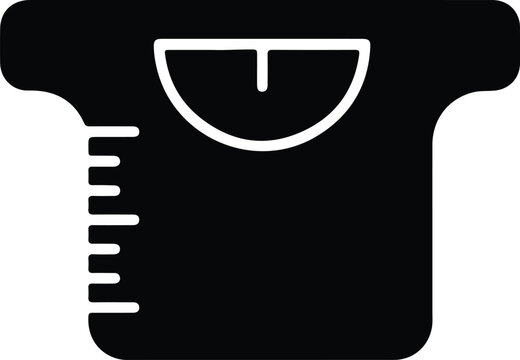 Silhouette vector measurement beaker with scale for laboratory or kitchen design