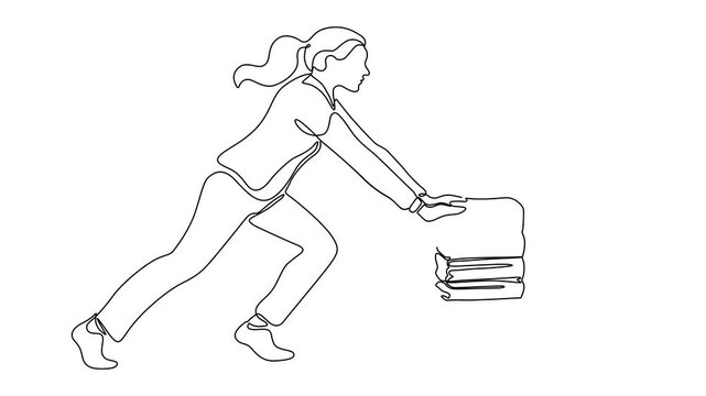 One Line Illustration of a Woman Making a Financial Transaction