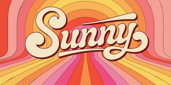 Creative of summer bright cover, card or poster in minimal .Retro sunny lettering typography .Vintage stripe background for corporate , branding, social media ads, promo. Modern template geometric 