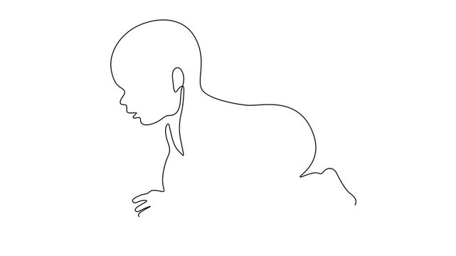One Line Illustration of a Baby Crawling