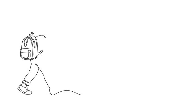 One Line Illustration of a Student Walking to School