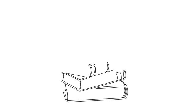 One Line Illustration of Book and Coffee Relaxation Moment