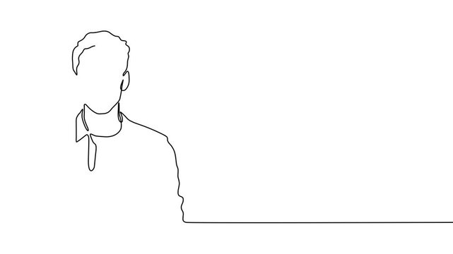 One Line Illustration of a Man Pointing Toward Copy Space