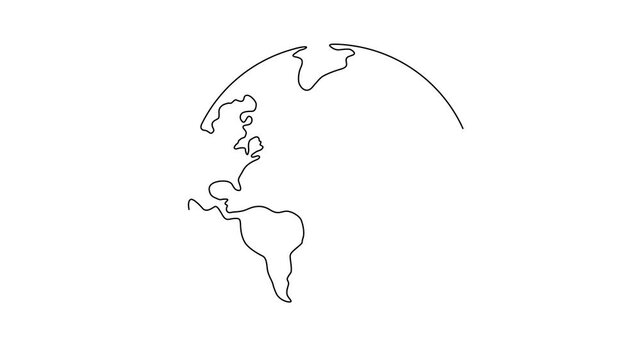 One Line Illustration &ndash; Earth Globe Minimal Concept
