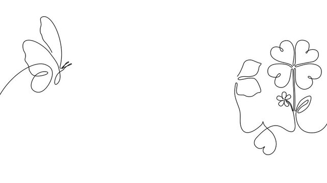 One Line Illustration &ndash; Minimal Floral Flowers	