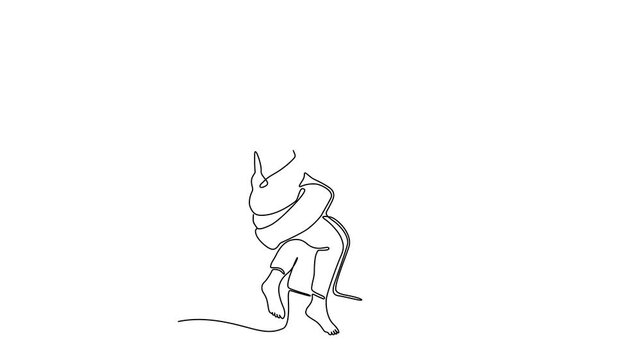 One Line Illustration of a Loving Father Carrying His Daughter