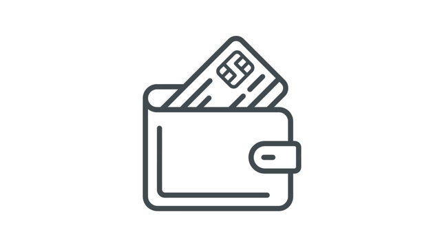 Minimalist wallet icon with credit card inserted.