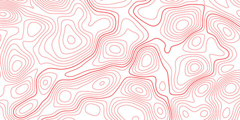 Abstract red topographic map contour lines background vector illustration for geography and cartography design projects. © Artful